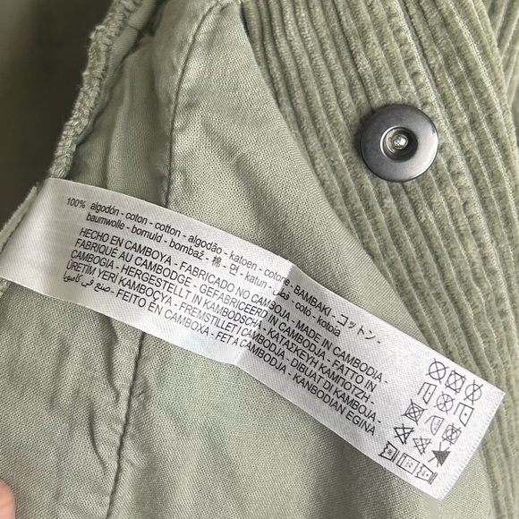 Zara Oversized Corduroy Jacket Olive Green Womens Size XS - Picture 9 of 10